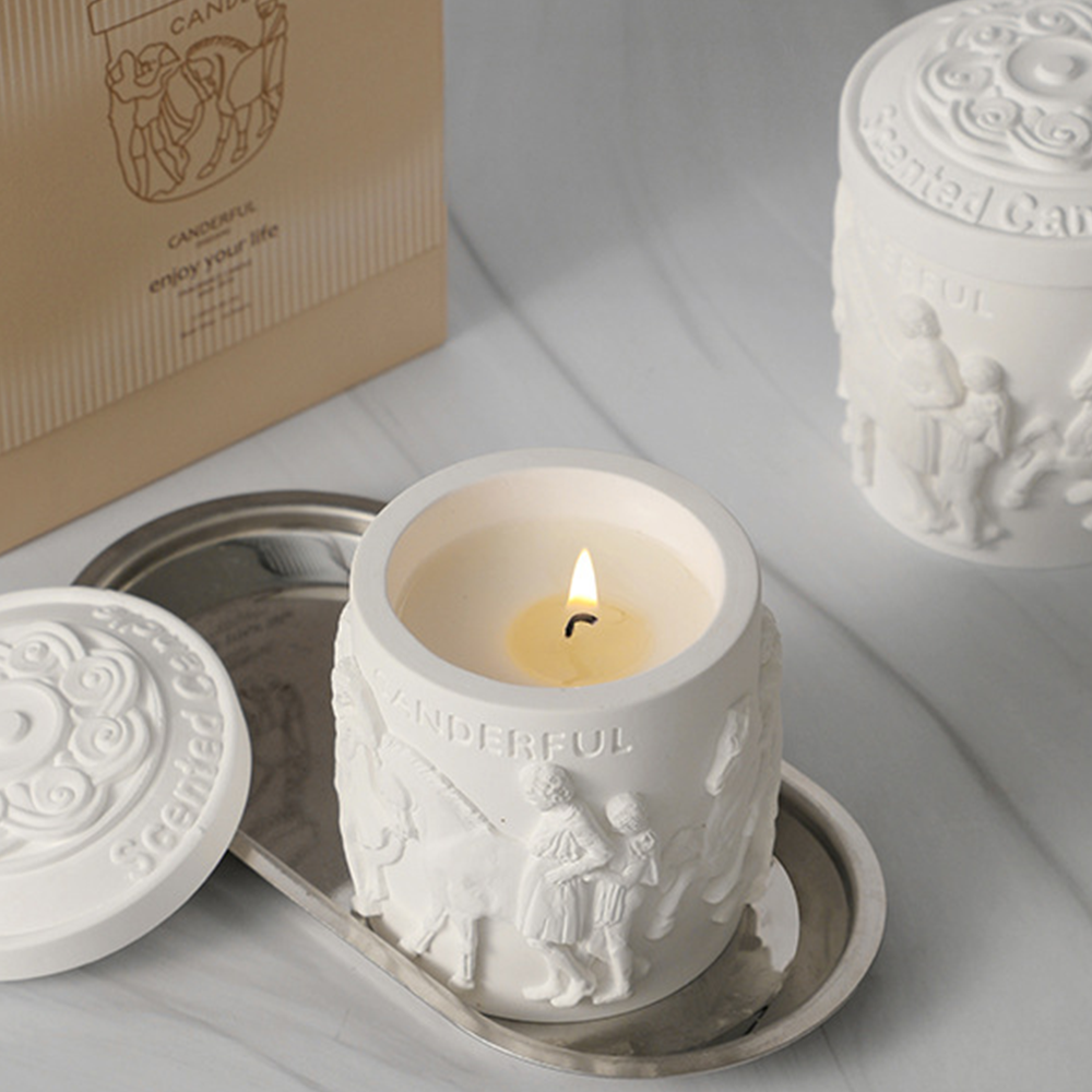 Embossed Vintage Scented Candle 120G - White
