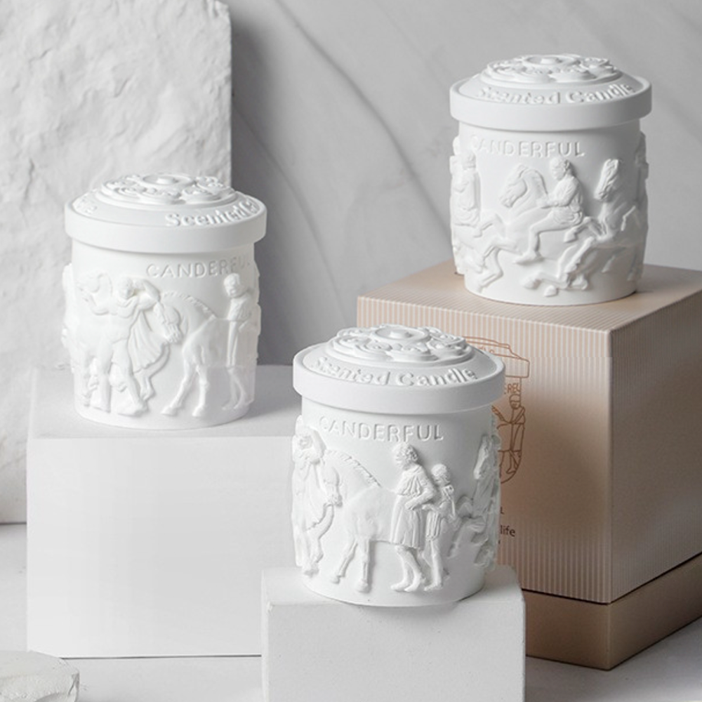 Embossed Vintage Scented Candle 120G - White