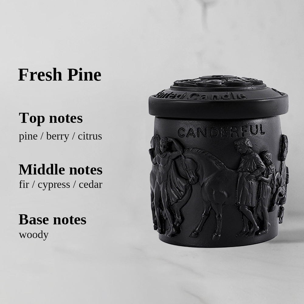 Embossed Vintage Scented Candle 120G - Black