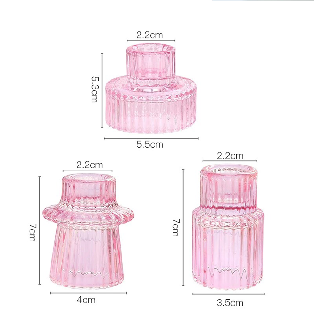 European Double Head Candle Holder Set - Pink
