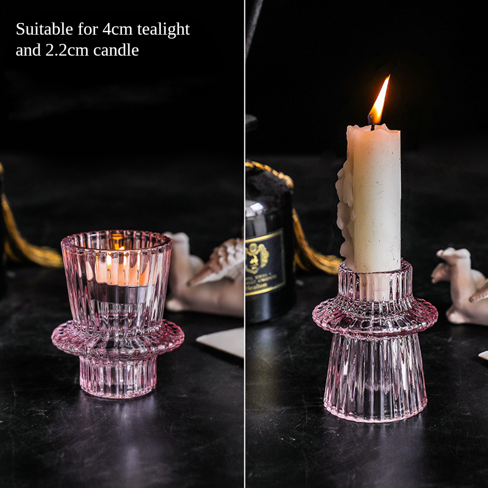 European Double Head Candle Holder Set - Pink