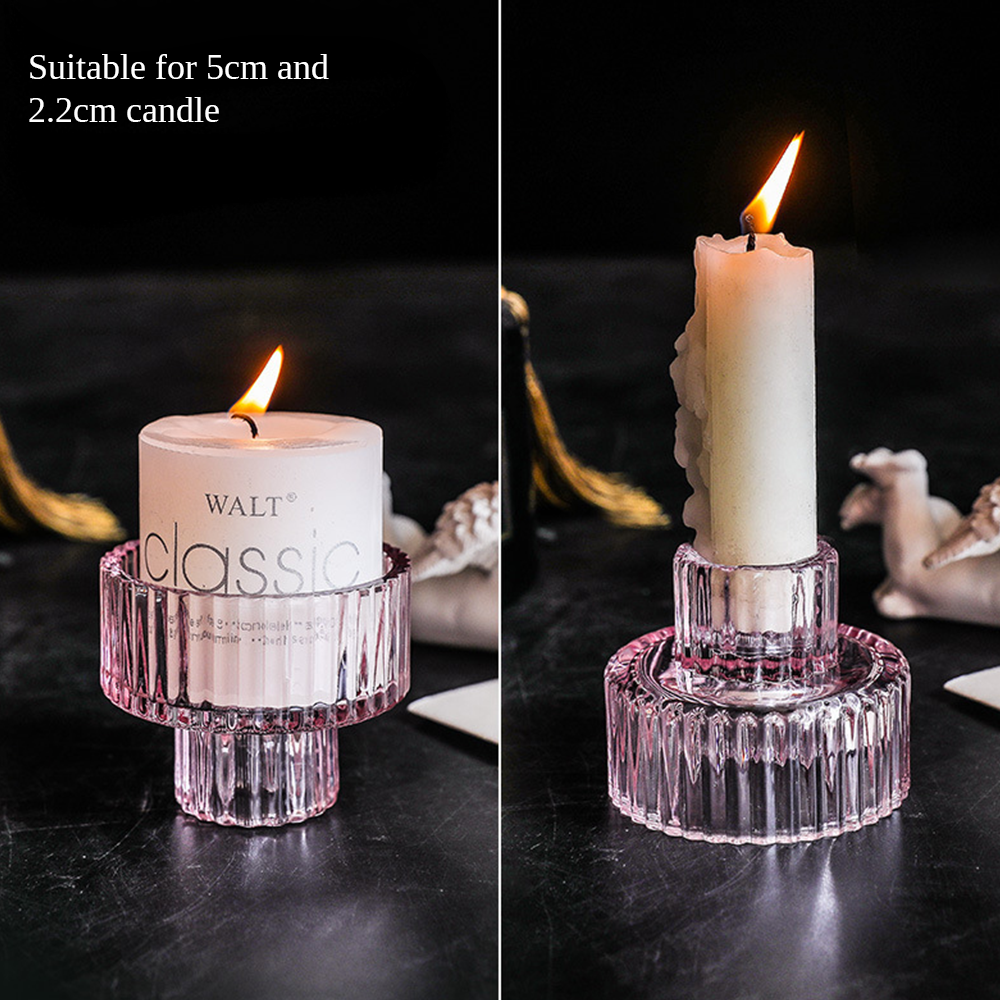 European Double Head Candle Holder Set - Pink