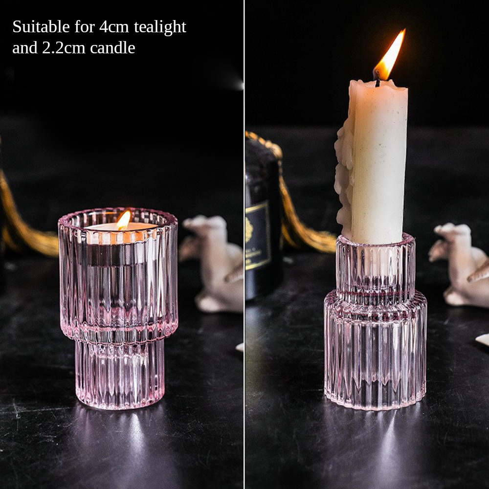 European Double Head Candle Holder Set - Pink