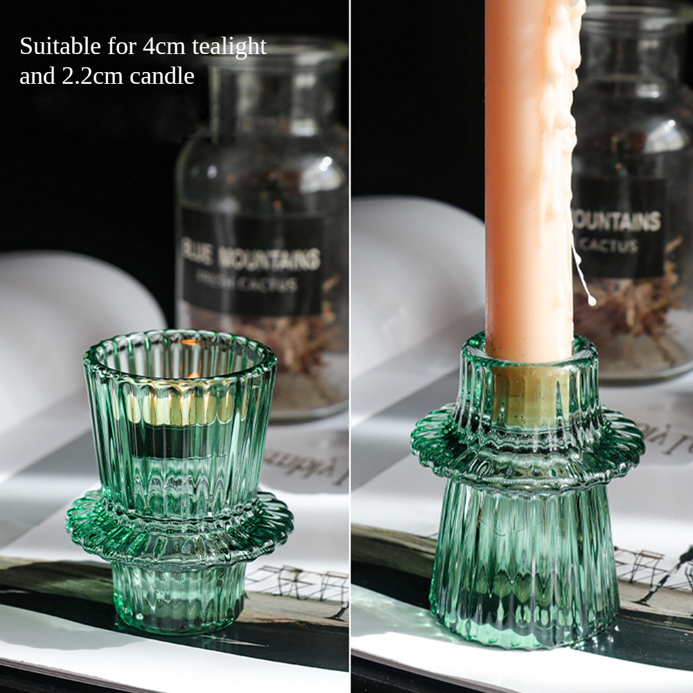 European Double Head Candle Holder Set - Green