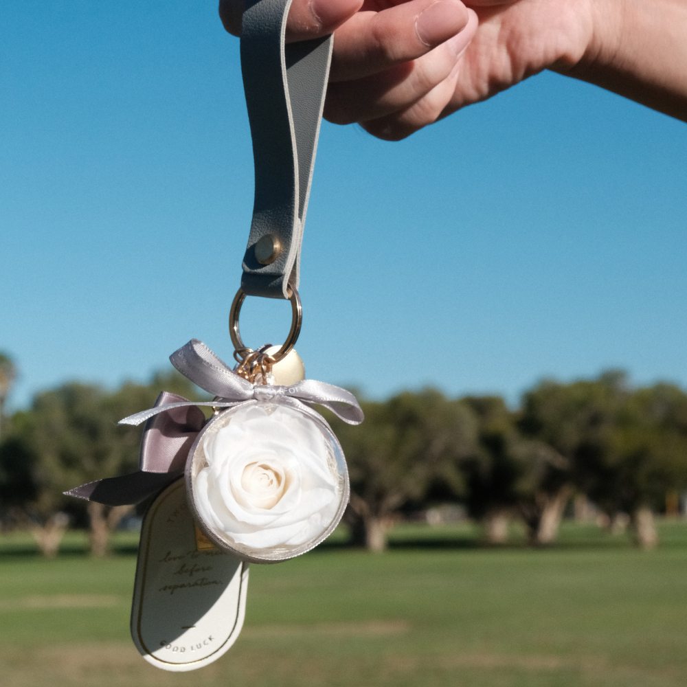 Everlasting Rose Keychain - White