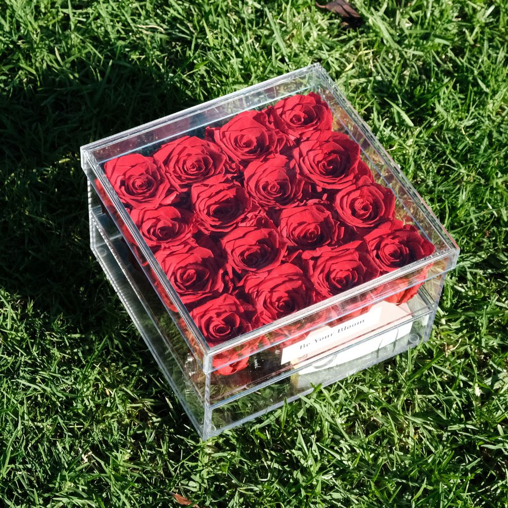 Large Everlasting Rose Acrylic Box - Red