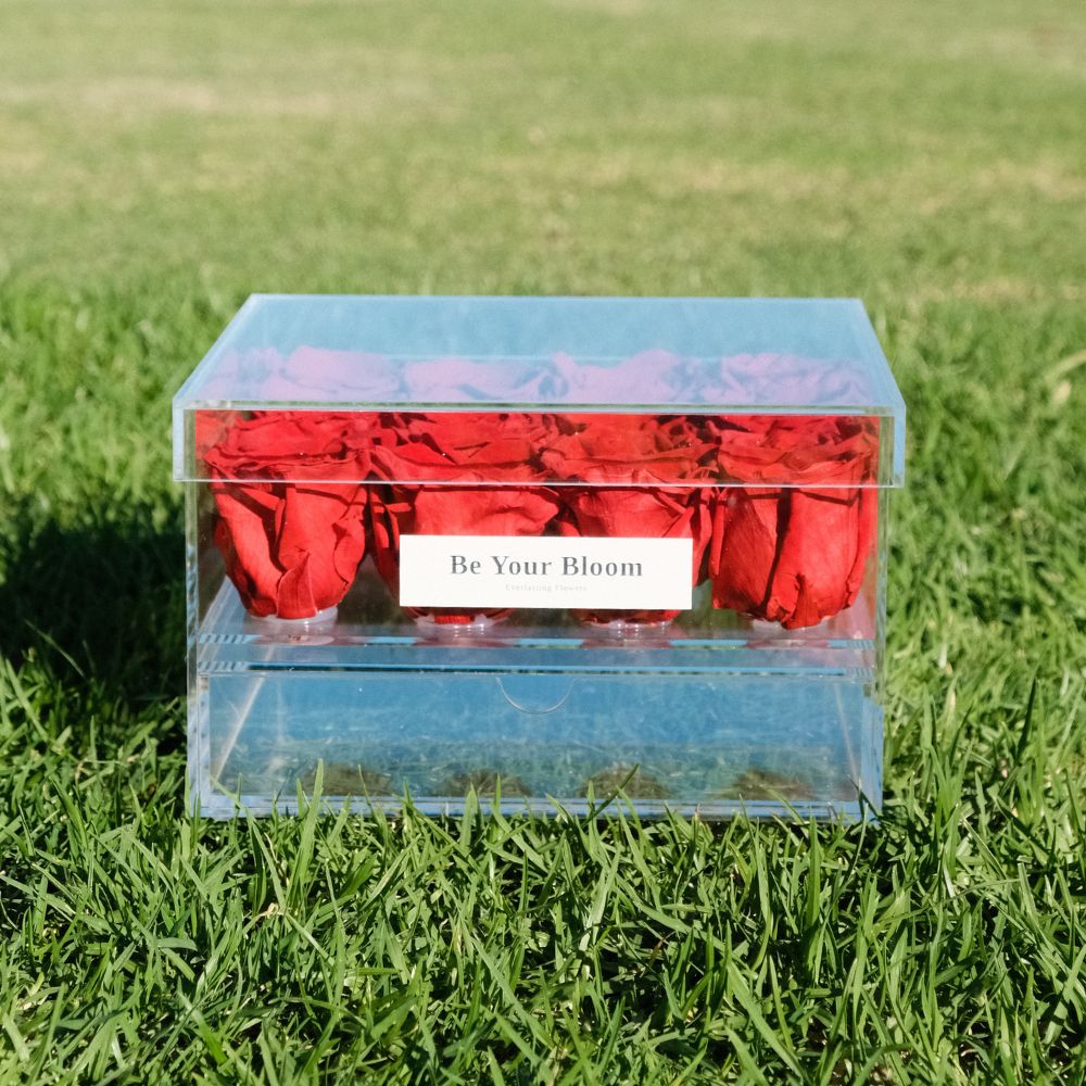 Large Everlasting Rose Acrylic Box - Red