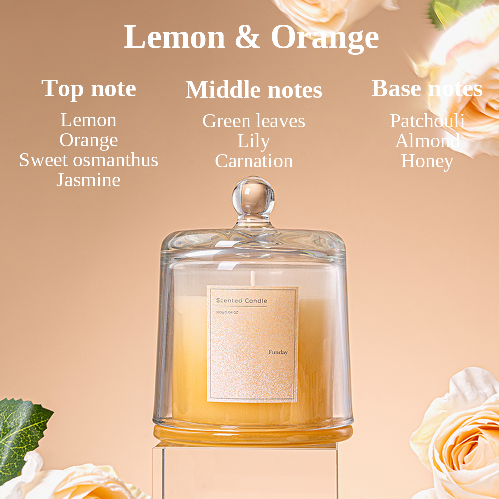 Scented Candle with Lid 160G - Lemon & Orange