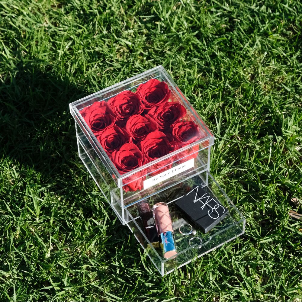Large Everlasting Rose Acrylic Box - Red