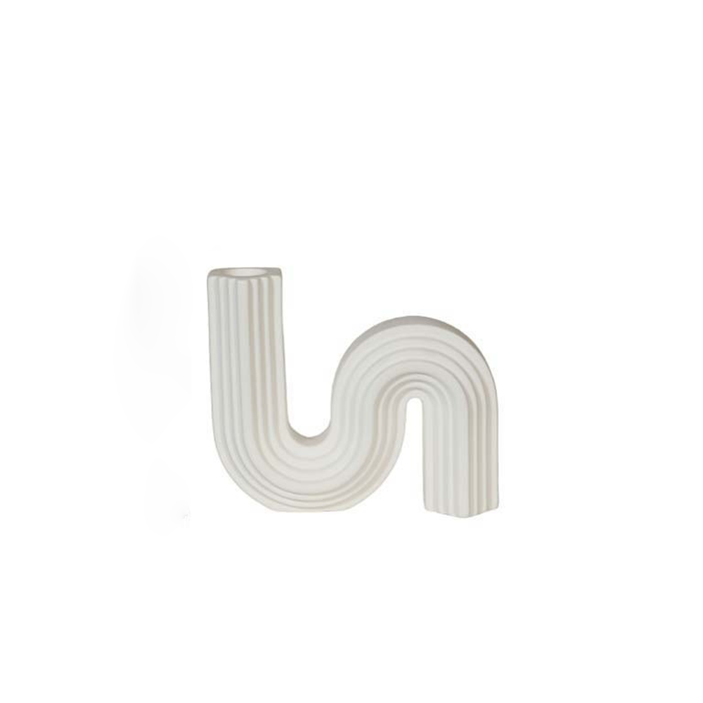 Nordic Inspired and S Shape Candle Holder - White