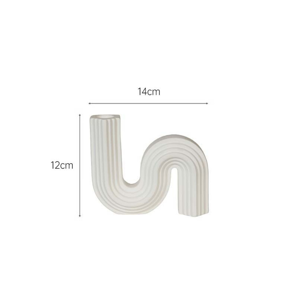 Nordic Inspired and S Shape Candle Holder - White