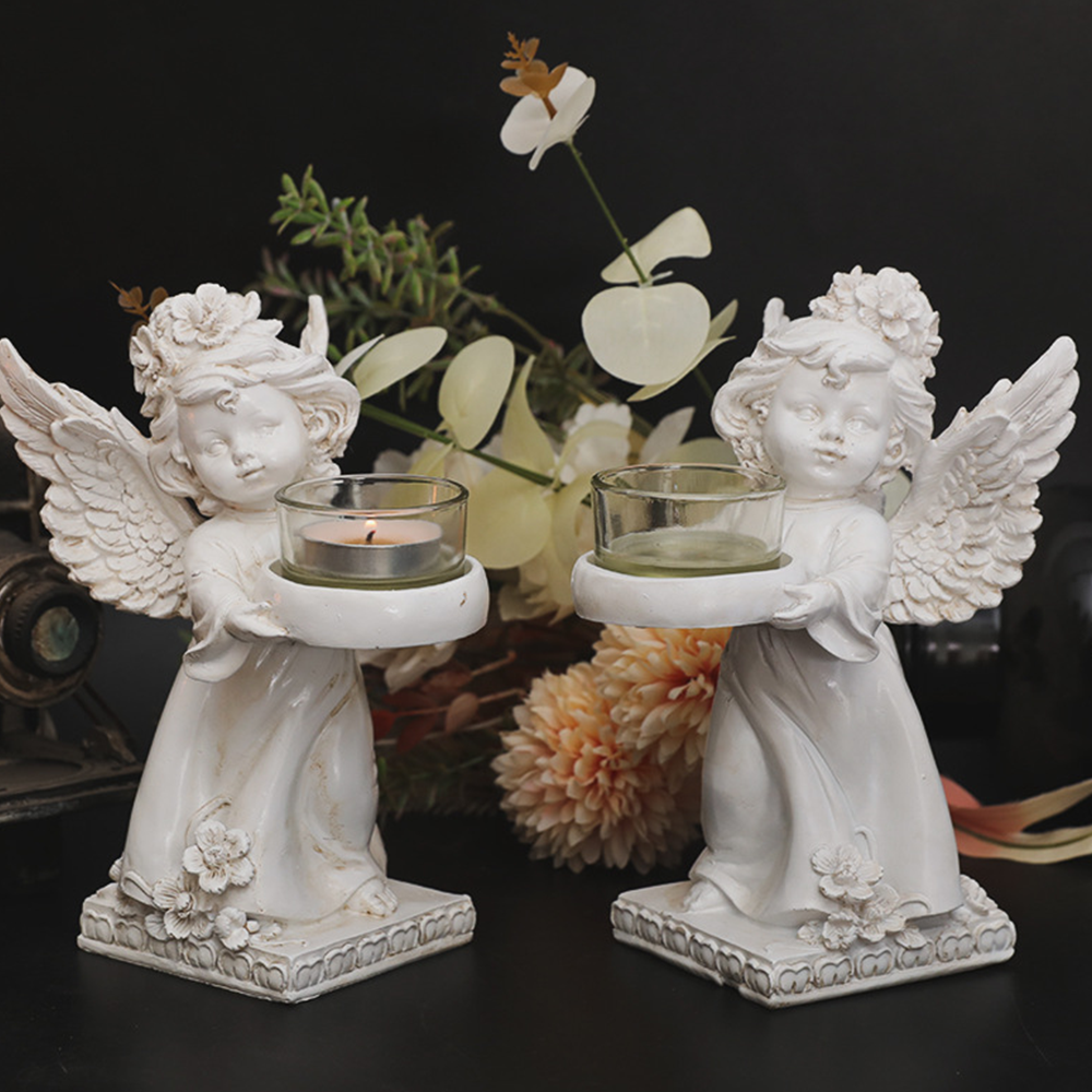Vintage Angel Candle Holder - Pure White