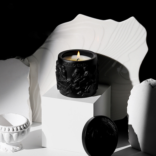 Embossed Vintage Scented Candle 120G - Black