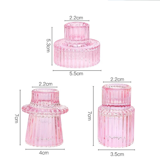 European Double Head Candle Holder Set - Pink