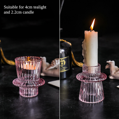 European Double Head Candle Holder Set - Pink