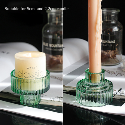 European Double Head Candle Holder Set - Green
