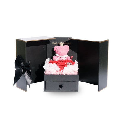 Everlasting Flower Bear Gift Box for Proposal- Black