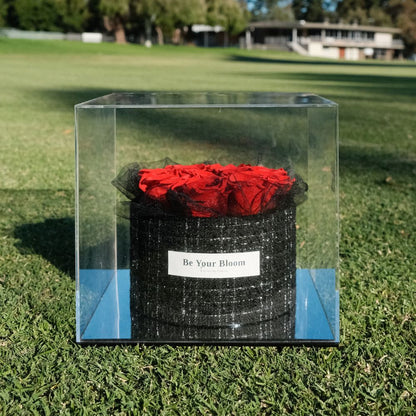 Everlasting Rose Bouquet Acrylic Box – Red
