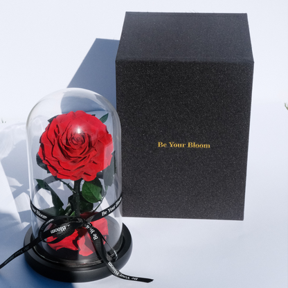 Everlasting Rose Glass Dome - Red
