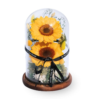 Everlasting Sunflower Glass Dome