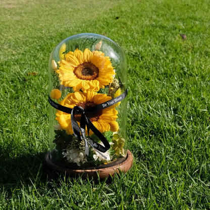 Everlasting Sunflower Glass Dome