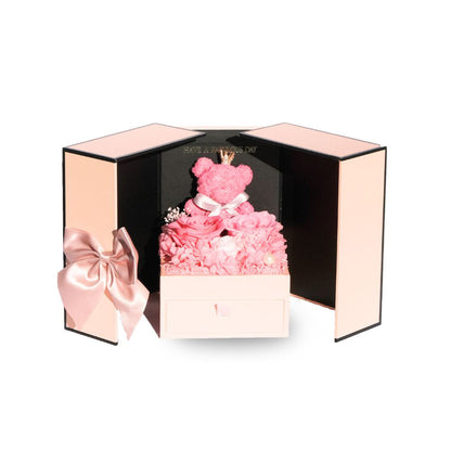 Everlasting Flower Bear Gift Box for Proposal- Black