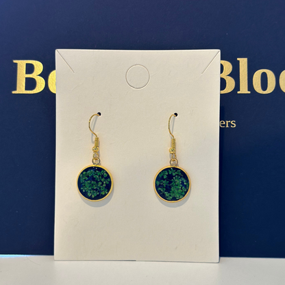 Handmade Resin Dried Flower Earrings with Leaves