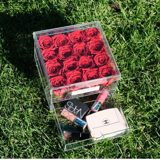 Large Everlasting Rose Acrylic Box - Red
