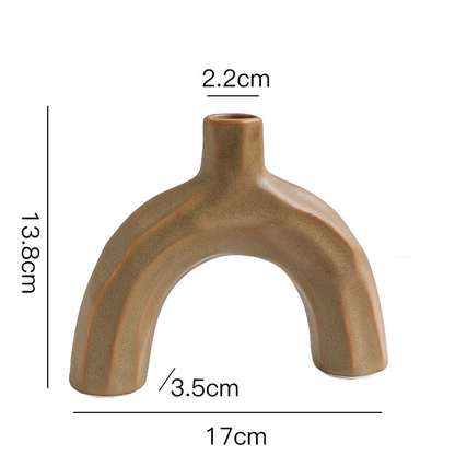 Nordic Inspired & Geometric Candle Holder - Brown