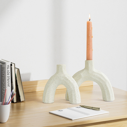 Nordic Inspired & Geometric Candle Holder - Yellow