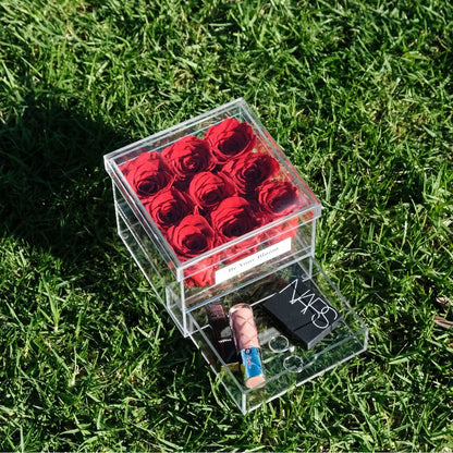 Small Everlasting Rose Acrylic Box - Red