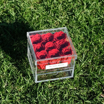 Small Everlasting Rose Acrylic Box - Red