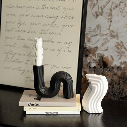 Nordic Inspired & S Shape Candle Holder -  Black